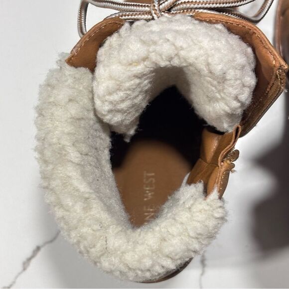 Nine West | Penni Women’s Brown Sherpa Lined Faux Leather Ankle Boots - Size 8.5 - Picture 10 of 15